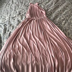 NWT ASOS Women’s Halter Open Back Pleated Long Dress, Dusty Rose, Size 2